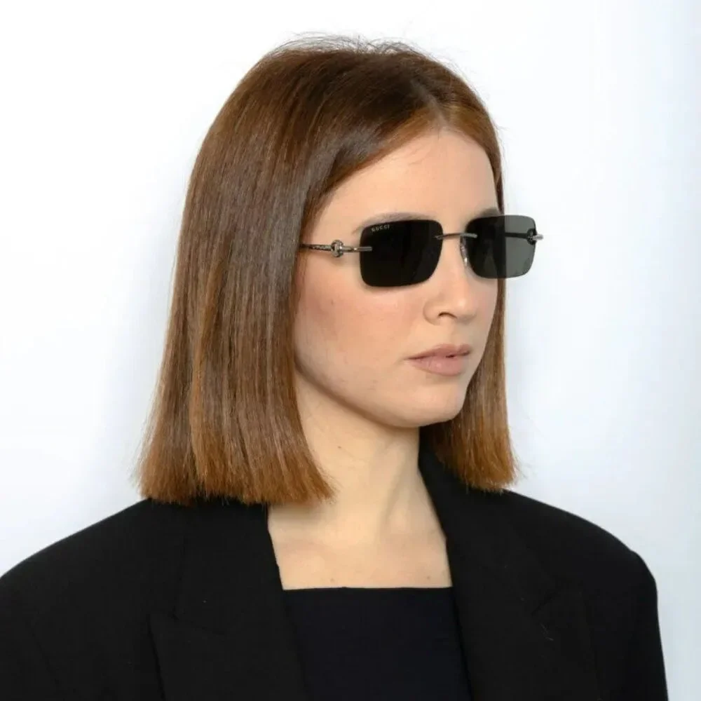 Gucci Men Sunglasses Ruthenium Grey Rectangle GG1703S 001 BRAND NEW